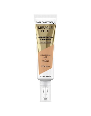 Base de Maquillaje Cremosa Max Factor Miracle Pure Nº 45 Warm almond Spf 30 30 ml