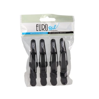 Pinze per Capelli Eurostil Nero 9 cm 4 Unità