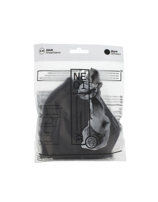 Mascarilla de Tela Reutilizable Negro M 3 Unidades