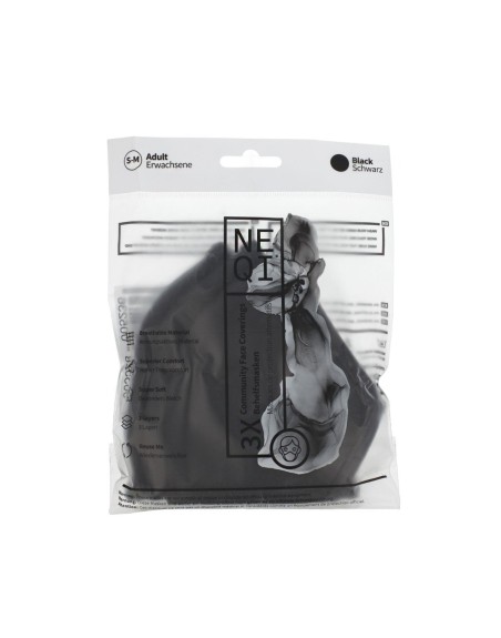 Mascarilla de Tela Reutilizable Negro M 3 Unidades