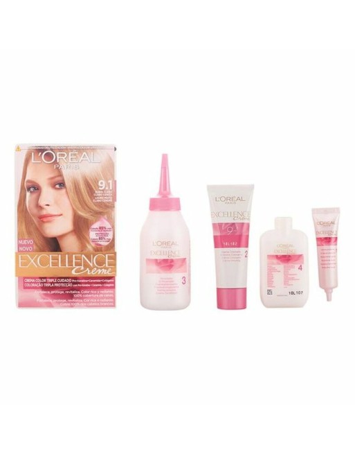 Permanent Dye Excellence L'Oreal Make Up Excellence N 9,1 Nº 9.0-rubio muy claro Nº 8.0-rubio claro 192 ml