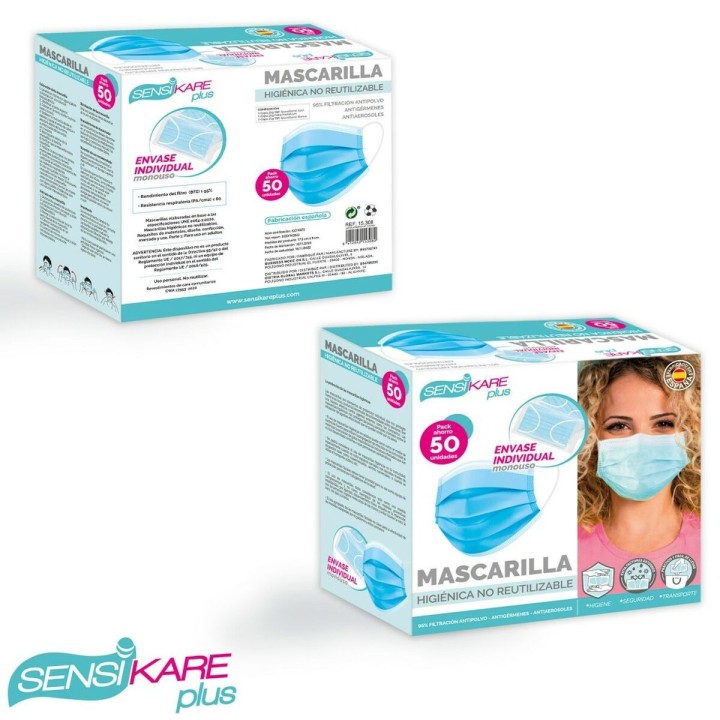 Scatola di maschere igieniche SensiKare 50 Pezzi (12 Unità)