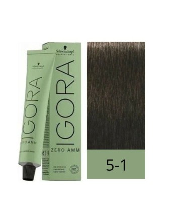 Permanent Dye Schwarzkopf Igora Zero Amm Nº 5-1 Light Ash Chestnut 60 ml