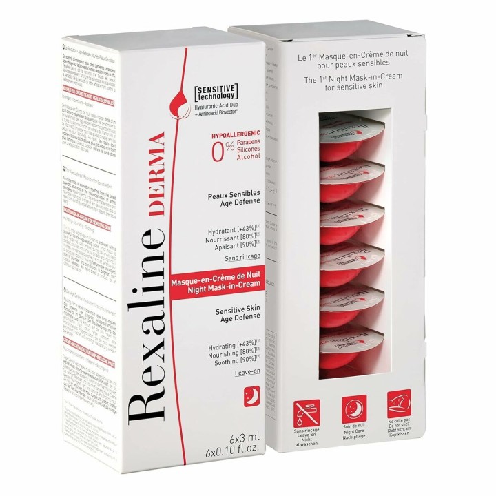 Nat Fugtighedsmaske Rexaline Derma 3 ml x 6 Følsom hud