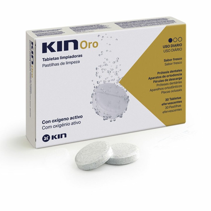 Rensetabletter til Tandproteser Kin Kin Oro 30 enheder