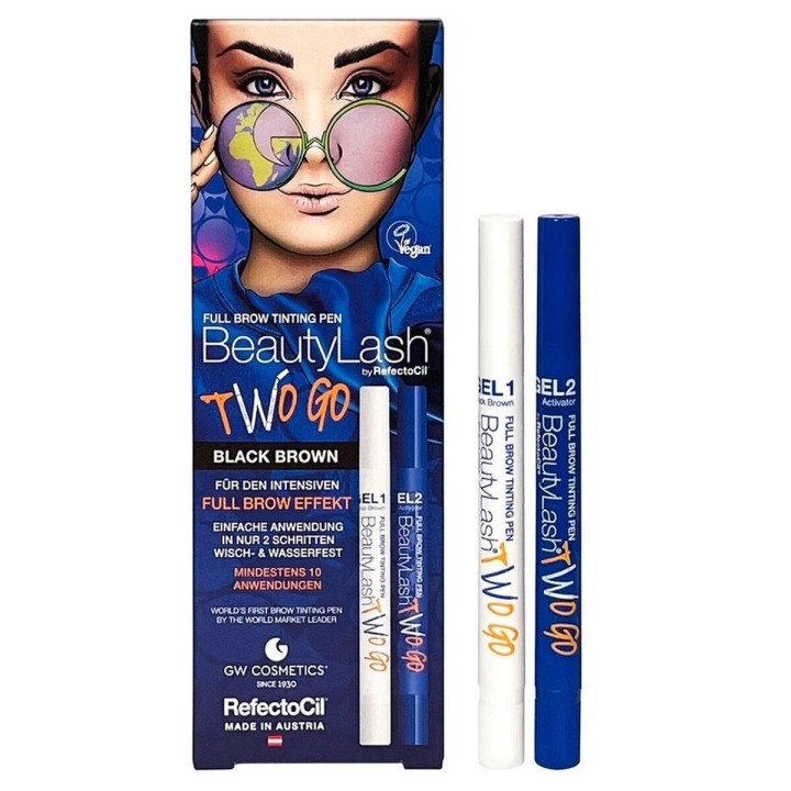 Øjenvippe Farve RefectoCil BeautyLash Two Go Black Brown 2 Dele