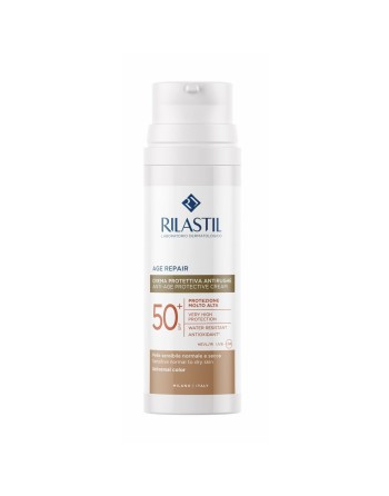 Solbeskyttelse med farve Rilastil Age Repair SPF 50+ 50 ml Anti-Age