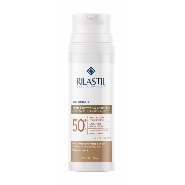 Solbeskyttelse med farve Rilastil Age Repair SPF 50+ 50 ml Anti-Age
