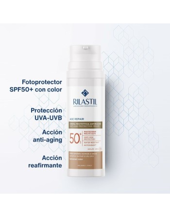 Protector Solar con Color Rilastil Age Repair SPF 50+ 50 ml Antiedad
