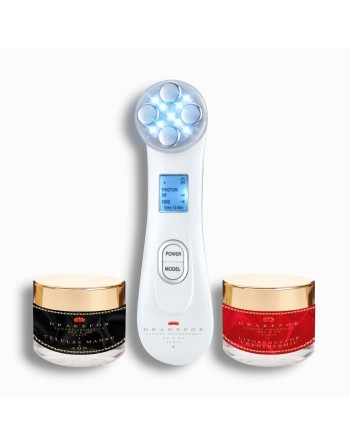 Ansigtsmassager med radiofrekvens, lysbehandling og elektrostimulering Drakefor 9905 Hvid 3 Dele