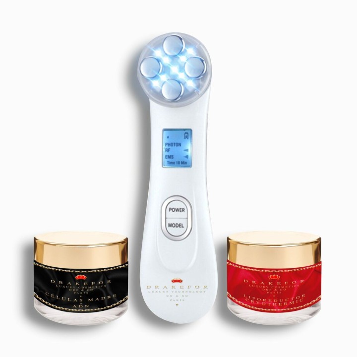Ansigtsmassager med radiofrekvens, lysbehandling og elektrostimulering Drakefor 9905 Hvid 3 Dele