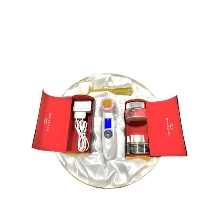 Facial Massager with Radiofrequency, Phototherapy and Electrostimulation Drakefor 9902 White 3 Pieces