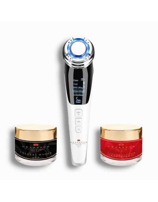 Gesichtsmassagegerät mit Radiofrequenz, Phototherapie und Elektrostimulation Drakefor QLINIQ A Weiß 3 Stücke