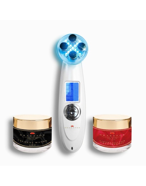 Facial Massager with Radiofrequency, Phototherapy and Electrostimulation Drakefor 9901 White 3 Pieces