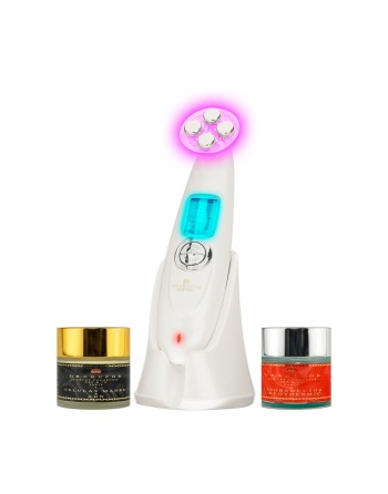 Facial Massager with Radiofrequency, Phototherapy and Electrostimulation Drakefor 9901 White 3 Pieces