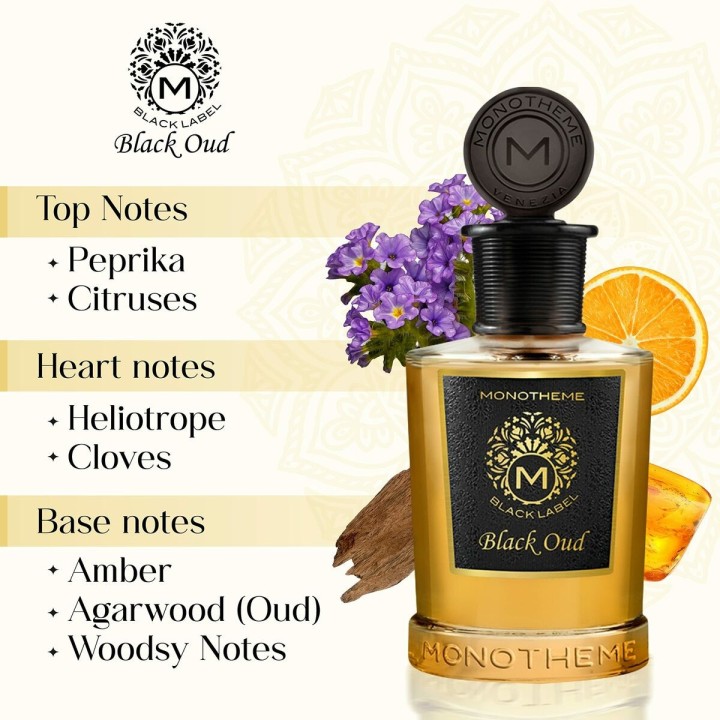 Unisex parfume Monotheme Venezia BLACK LABEL Black Oud EDP 100 ml
