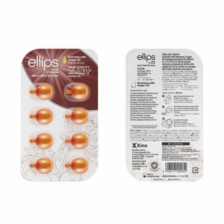 Vitaminer Ellips Hair Vitality Termisk beskyttelse Tablets Óleo de Argão