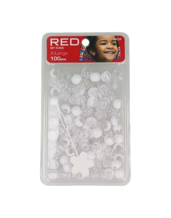 Glass beads Red Kiss Kiss Xl White 100 Pieces