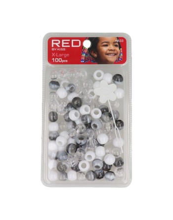 Glass beads Red Kiss Kiss Xl Black 100 Pieces