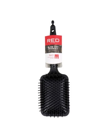 Detangling Hairbrush Red Kiss Kiss Rubberized Black Squared