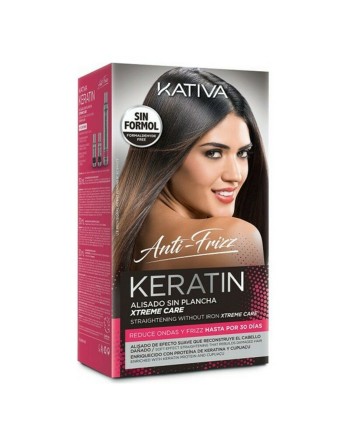 Glattende Hårbehandling Keratin Anti-frizz Xtrem Care Kativa (3 pcs) Skadet hår