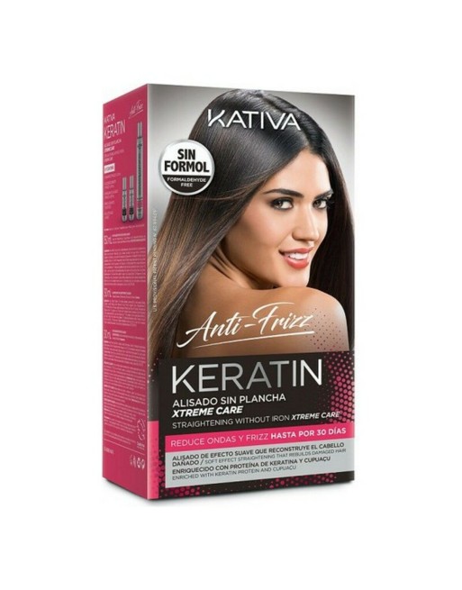 Glättende Haarbehandlung Keratin Anti-frizz Xtrem Care Kativa (3 pcs) Geschädigtes haar