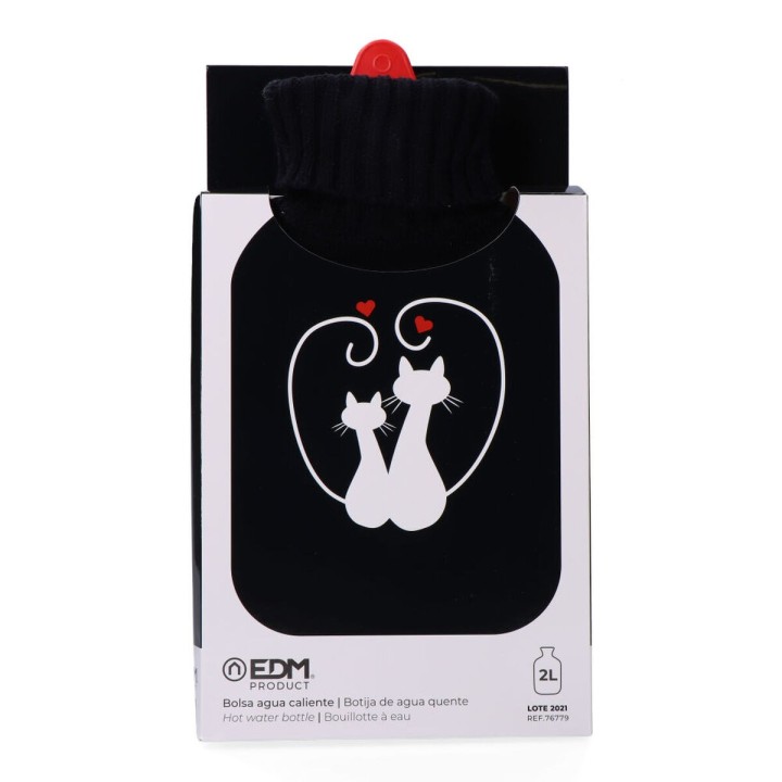 Bolsa de Agua Caliente EDM 76779 Negro Negro/Blanco Lana 2 L