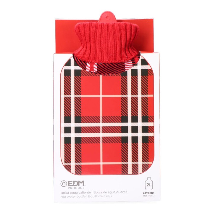 Bolsa de Agua Caliente EDM 76773 Rojo Escocés Lana 2 L Plástico