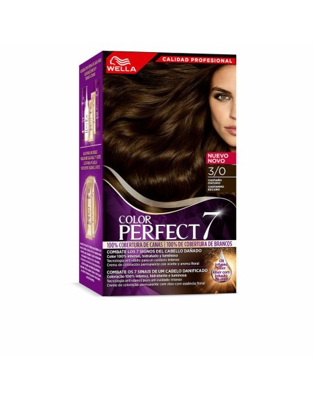 Dauerfärbung Wella Color Perfect 7 Nº 3/0 Graue Haare Dunkles Kastanienbraun 60 ml