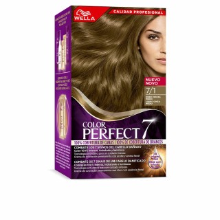 Dauerfärbung Wella Color Perfect 7 Nº 7/1 Graue Haare Aschblond 60 ml