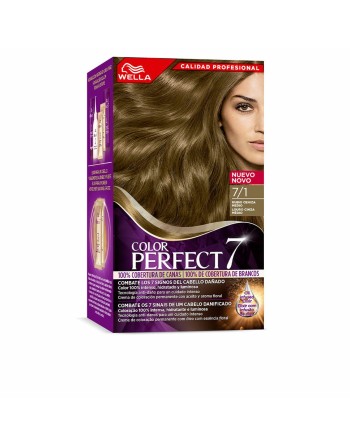 Teinture permanente Wella Color Perfect 7 Nº 7/1 Cheveux gris Blond cendre 60 ml