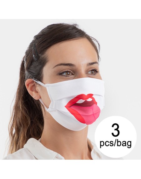 Masque en tissu hygiénique réutilisable Tongue Luanvi Taille M Pack de 3 unités