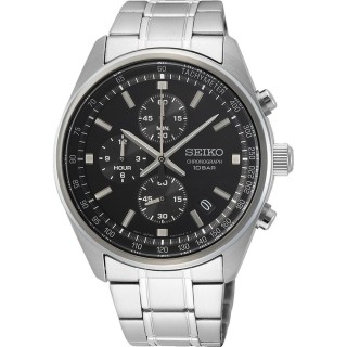 Herreur Seiko SSB379P1 Sort Sølvfarvet