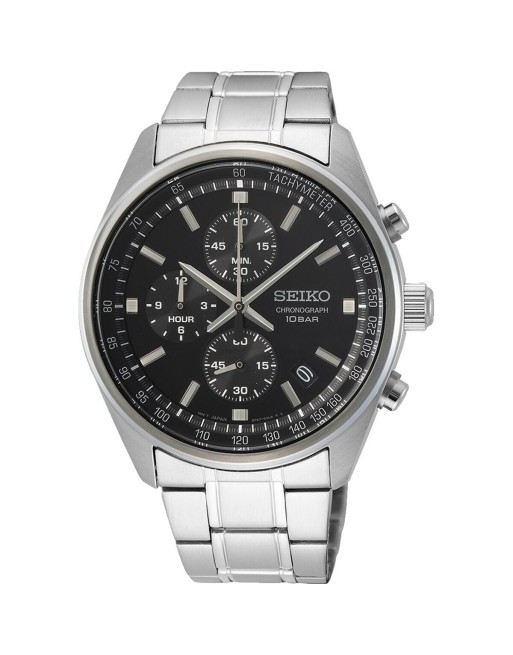Herreur Seiko SSB379P1 Sort Sølvfarvet