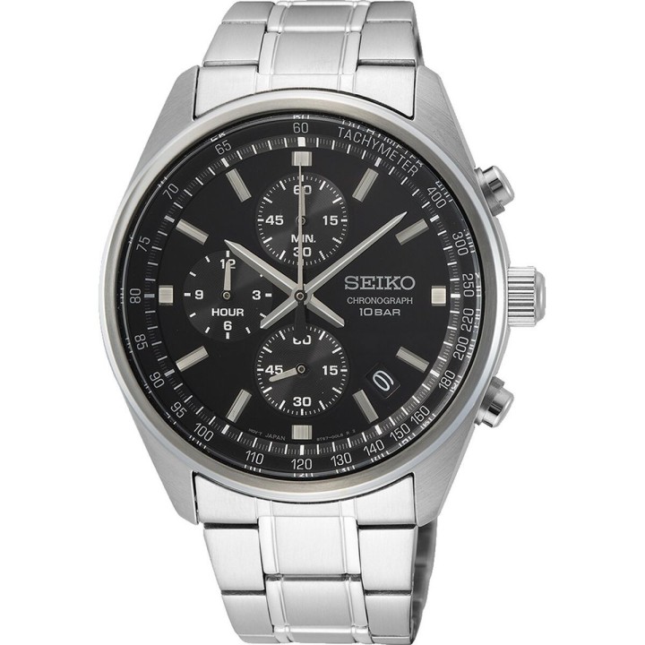 Herreur Seiko SSB379P1 Sort Sølvfarvet