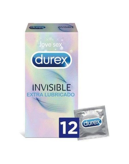 Invisible Extra Lubricated hauchdünne Kondome mit Gleitmittelbeschichtung Durex Invisible (12 uds)