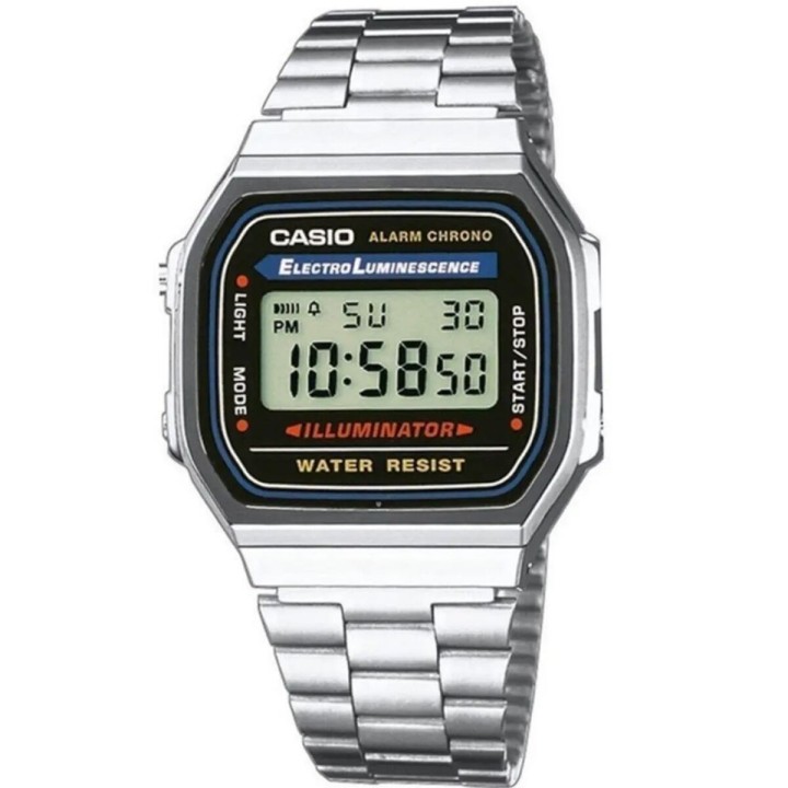 Unisex ur Casio A168W-1 Sort Sølvfarvet (Ø 36 mm)