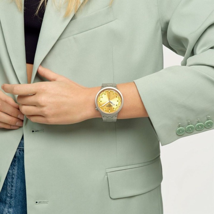 Unisex ur Swatch SB07S103G Gul Sølvfarvet