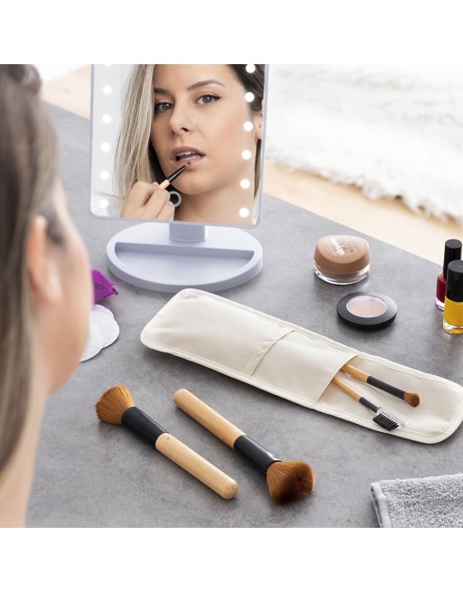 Set de Brochas de Maquillaje de Madera con Funda de Transporte Miset InnovaGoods 5 Unidades