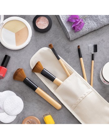 Set de Brochas de Maquillaje de Madera con Funda de Transporte Miset InnovaGoods 5 Unidades