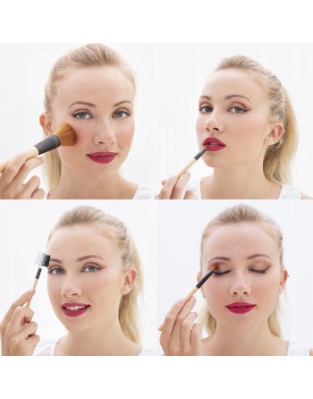 Set of Wooden Make-up Brushes with Carry Case Miset InnovaGoods 5 Units