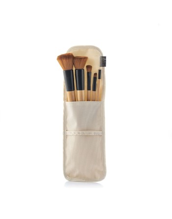 Set of Wooden Make-up Brushes with Carry Case Miset InnovaGoods 5 Units
