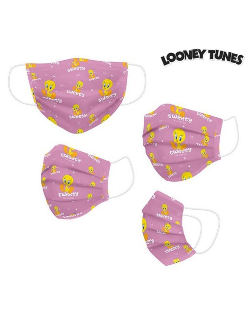 Mascherina Igienica in Stoffa Riutilizzabile Looney Tunes Per bambini Rosa