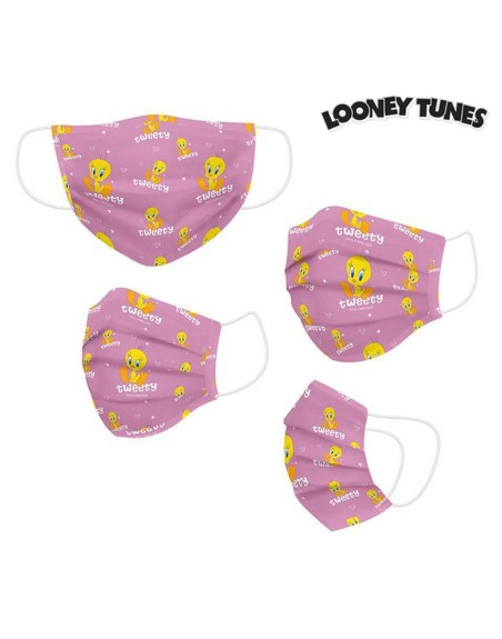 Mascherina Igienica in Stoffa Riutilizzabile Looney Tunes Per bambini Rosa