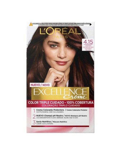 Tintura Permanente Excellence L'Oréal Paris Excellence 4.15 Castano Scuro Nº 9.0-rubio muy claro Nº 8.0-rubio claro 192 ml