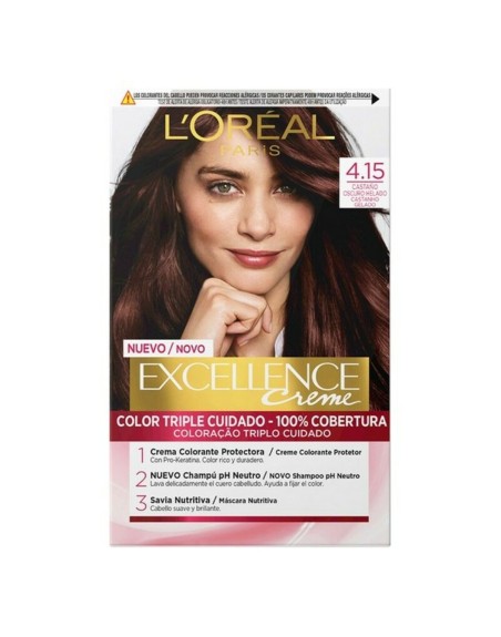 Tintura Permanente Excellence L'Oréal Paris Excellence 4.15 Castano Scuro Nº 9.0-rubio muy claro Nº 8.0-rubio claro 192 ml