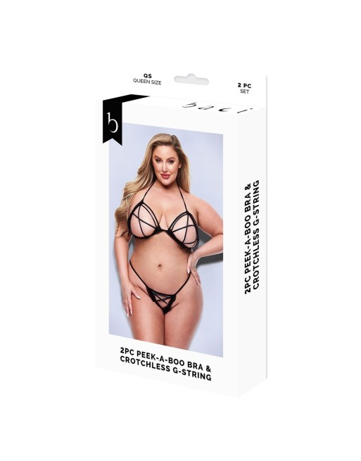 Conjunto de Lencería Baci Lingerie Crotchless G- Negro 2 Piezas (Queen size)
