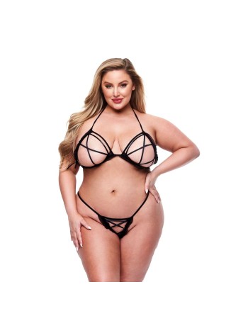 Undertøj Sæt Baci Lingerie Crotchless G- Sort 2 Dele (Queen size)