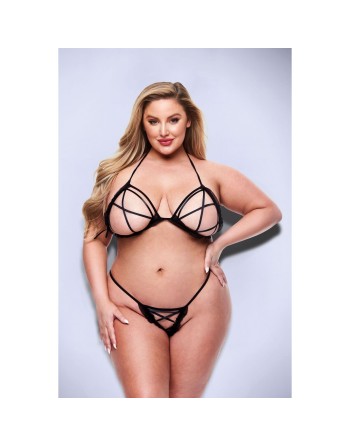 Unterwäsche-Set Baci Lingerie Crotchless G- Schwarz 2 Stücke (Queen size)