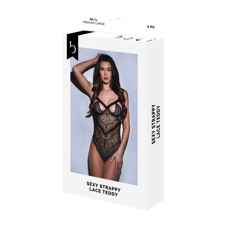 Body Baci Lingerie Sexy Strappy Lace Schwarz S/M